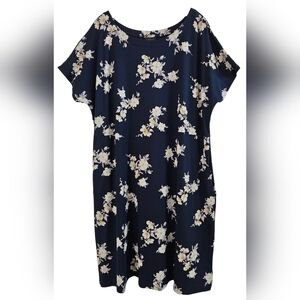 JJILL SHIFT DRESS SZ 22/24 NAVY GOLD WHITE